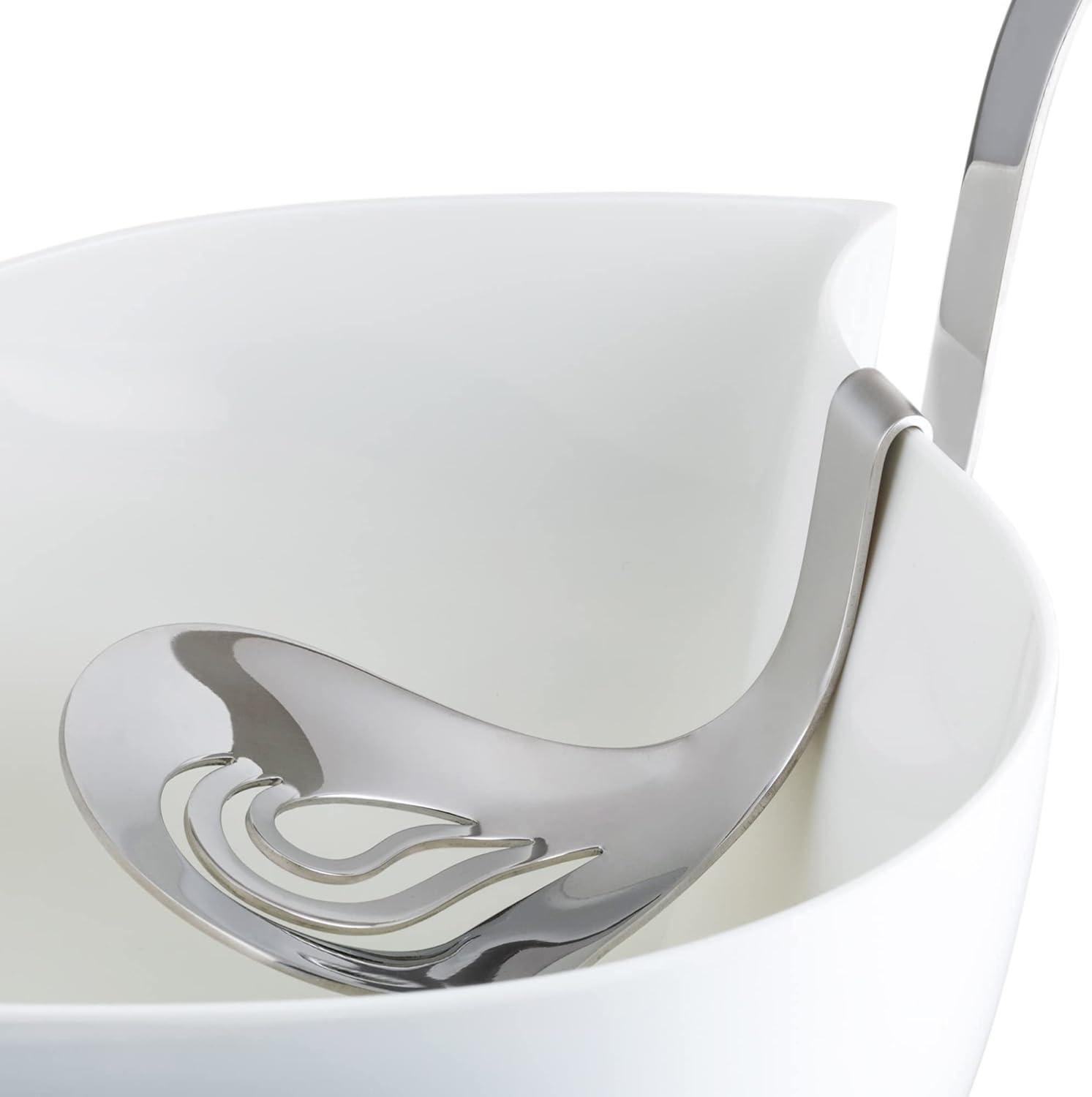 White Thermoplastic Resin Mozzarella Serving Set with Stainless Steel Ladle