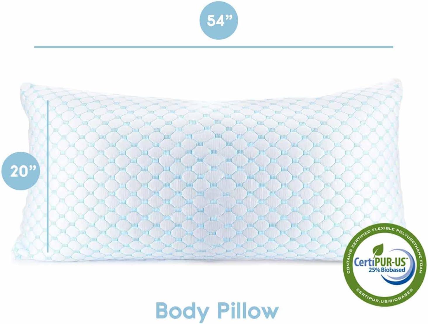 LammaLoe Cooling Pillows for Bed, Memory Foam Bed Pillow, Body Pillow 20" X 54"