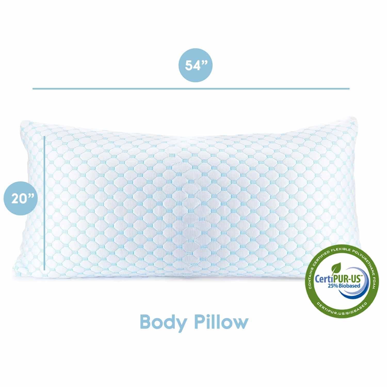 LammaLoe Cooling Pillows for Bed, Memory Foam Bed Pillow, Body Pillow 20" X 54"