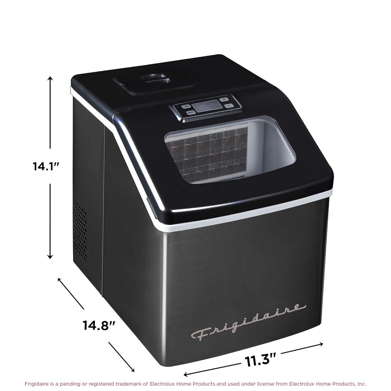 Frigidaire Frigidaire Countertop Stainless Steel Ice Maker with Transparent Window, Clear Ice Cube Maker, 40 lbs.