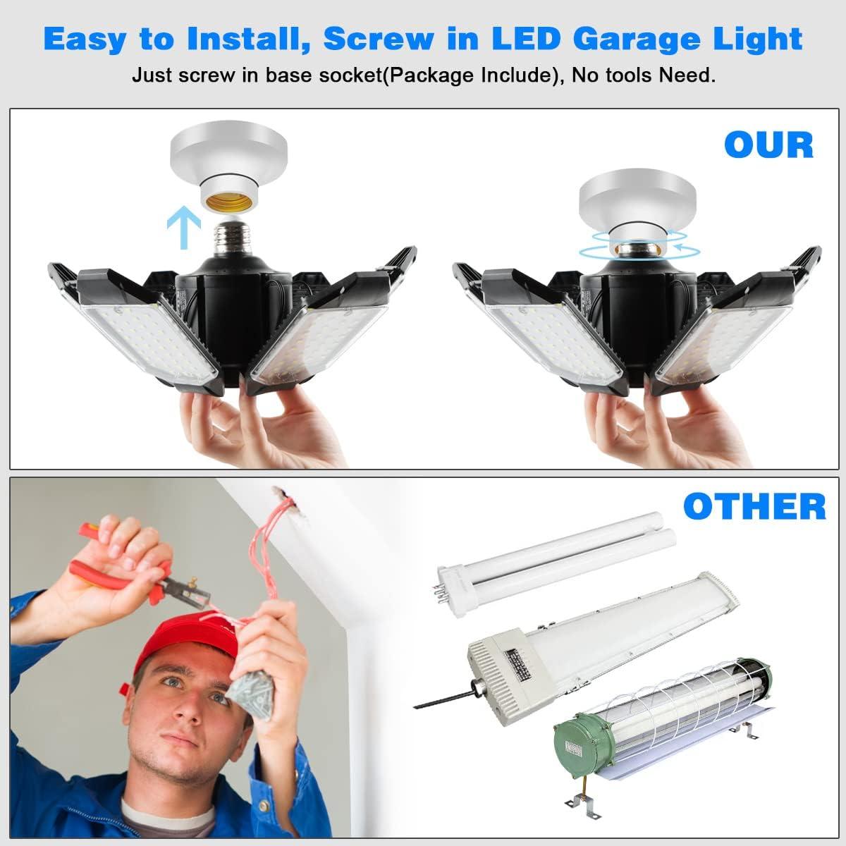 Super Bright 32000LM LED Garage Ceiling Light with 6 Deformable Panels