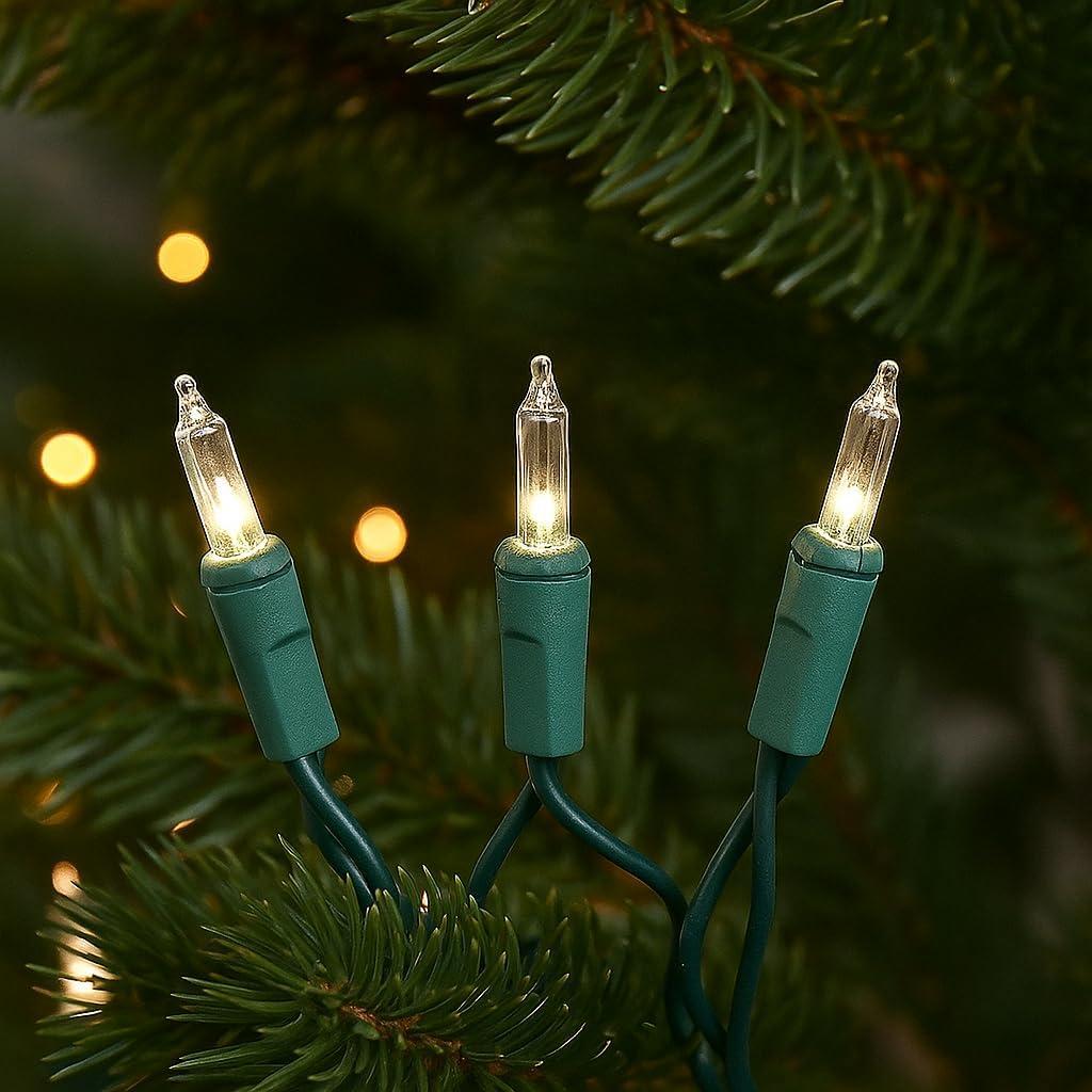 Novelty Lights 11 Feet 50 Bulbs Incandescent Mini Lights, Green on Green Wire with 2.5" Spacing, UL Listed for Indoor/Outdoor Use, Connectable