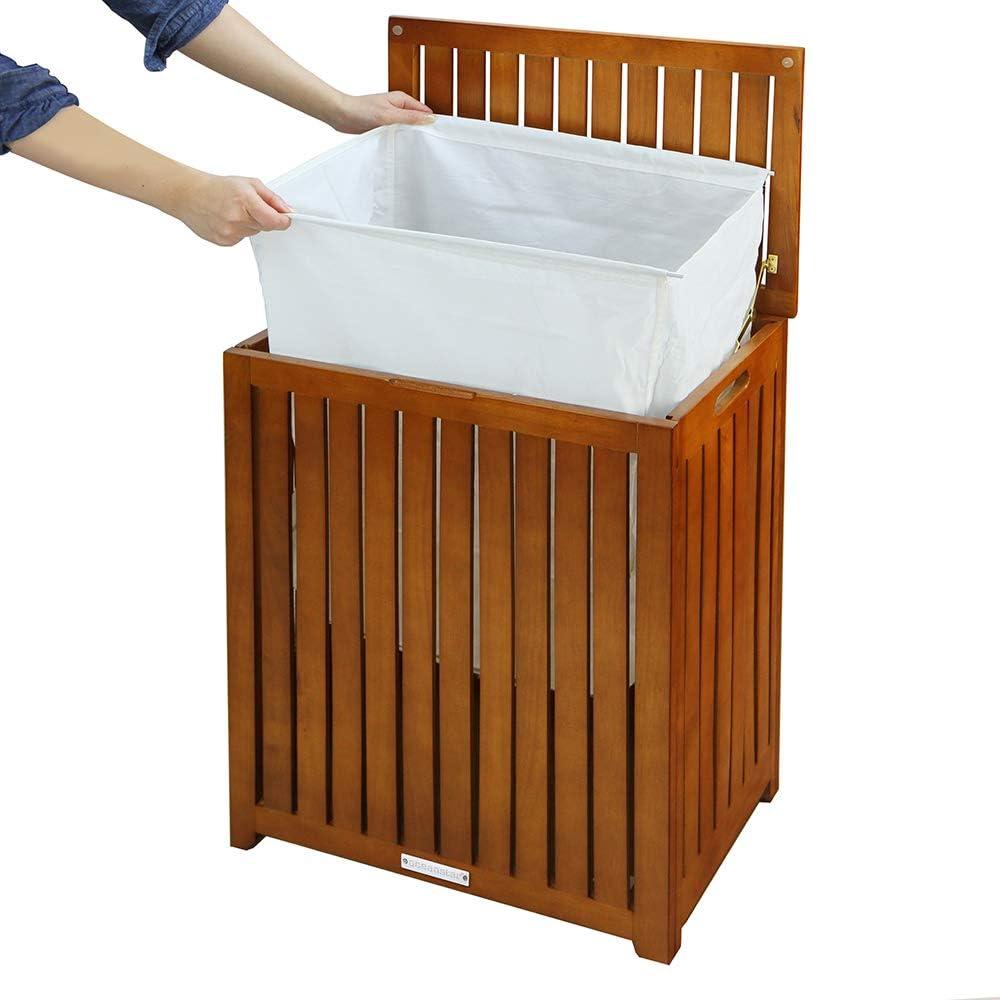 Oceanstar Solid Wood Spa Hamper, Brown Color, Age Group Adult, 20 L x 13.25 W x 24.75 H inches