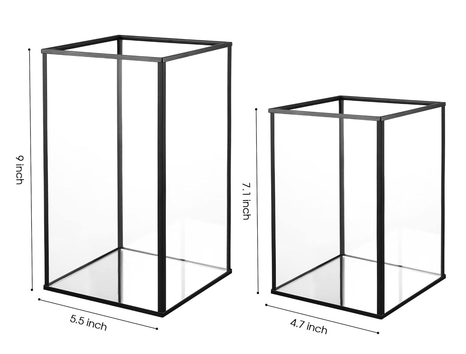 yshengood Hurricane Candle Holder Set of 2 Pcs, Black Candle Holder for Pillar Candle