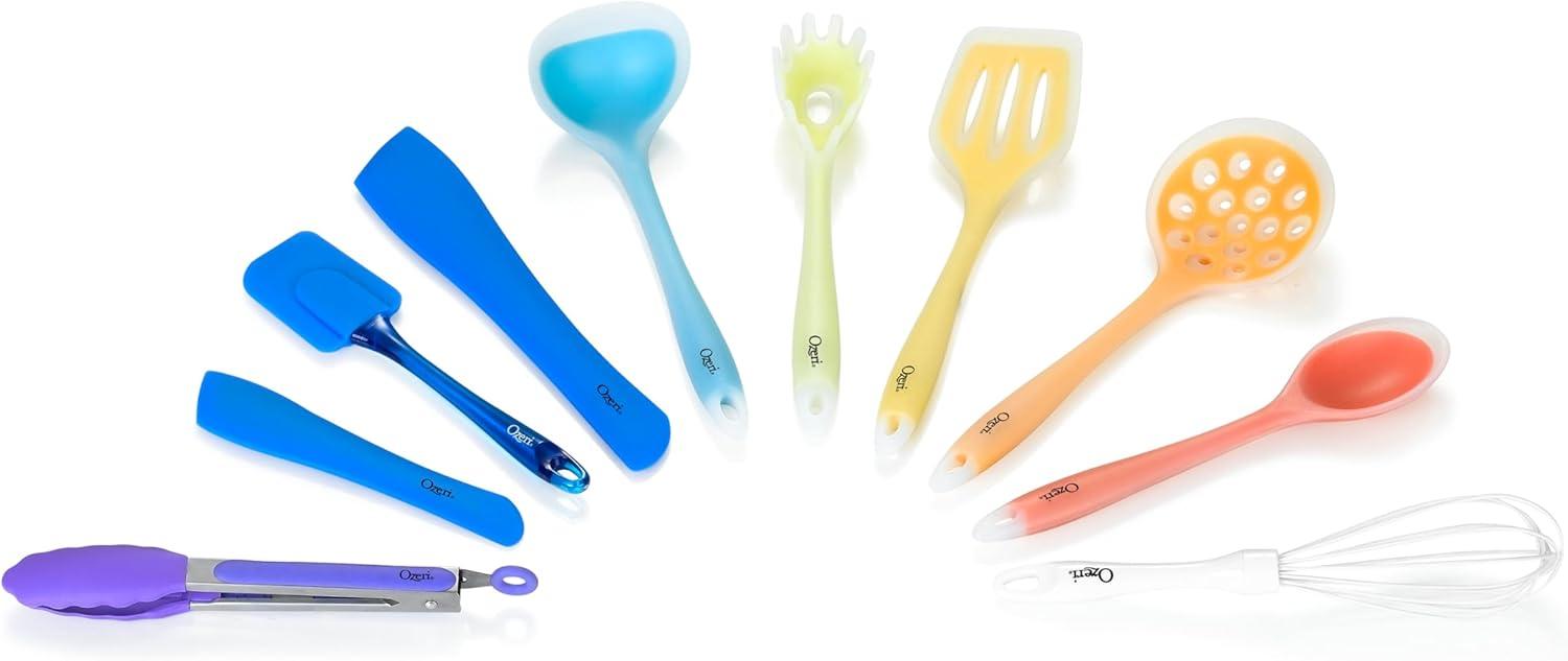 Ozeri 11-Piece Multicolor Silicone Utensil Set BPA-Free Heat-Resistant Kitchen Tools