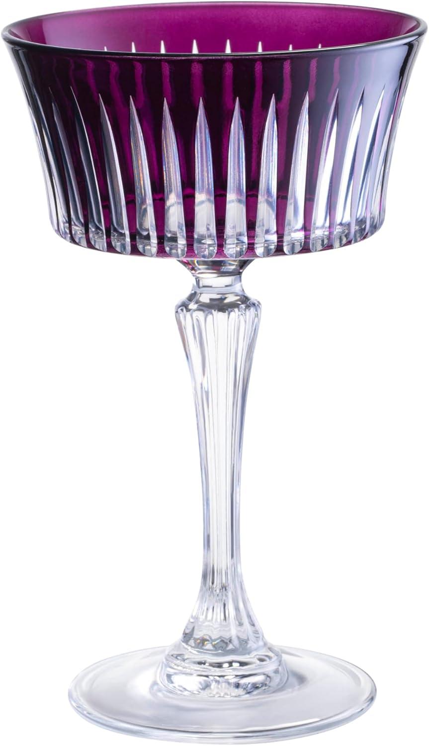 Barski Colored Champagne Coupe Glasses, Stemmed Martini Glassware, Set of 6 - 8.7 oz. (Set of 6)
