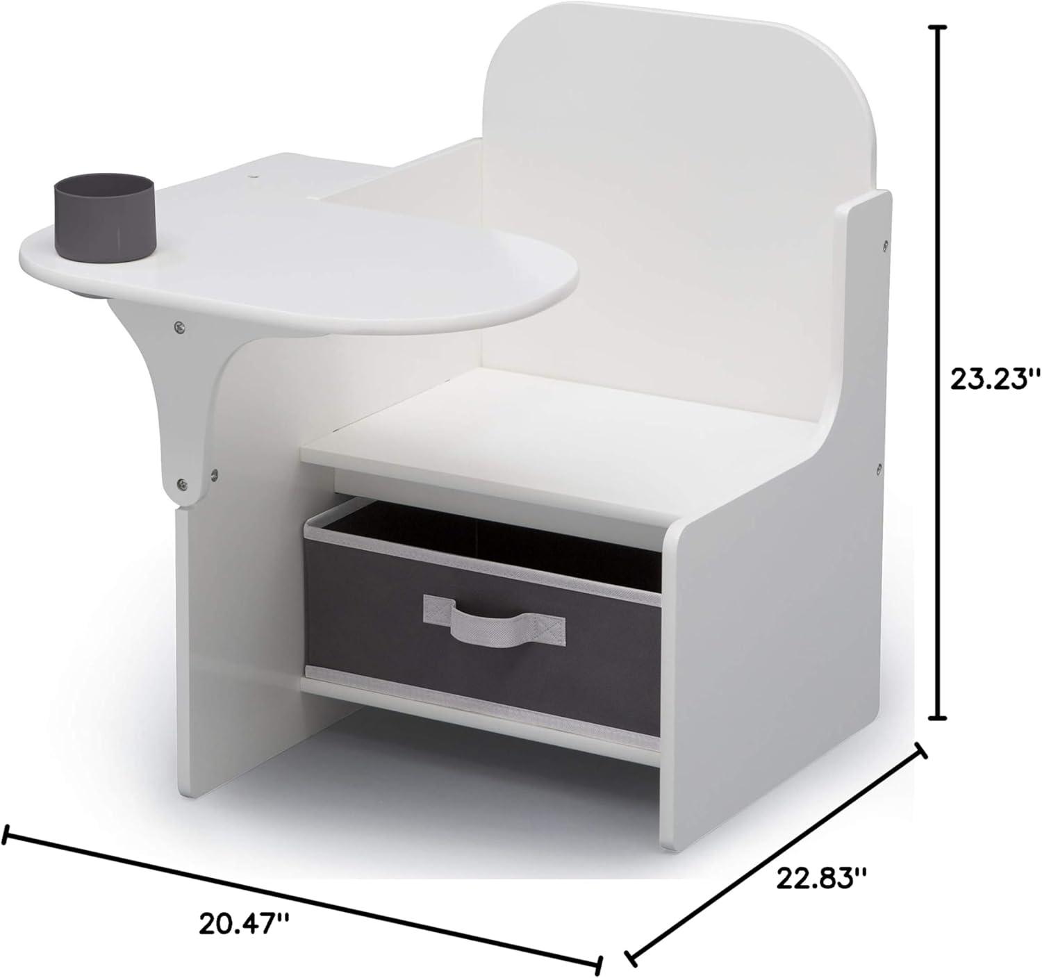 Delta Children Classic Chair Desk With Storage Bin, Greenguard Gold Certified, Bianca White