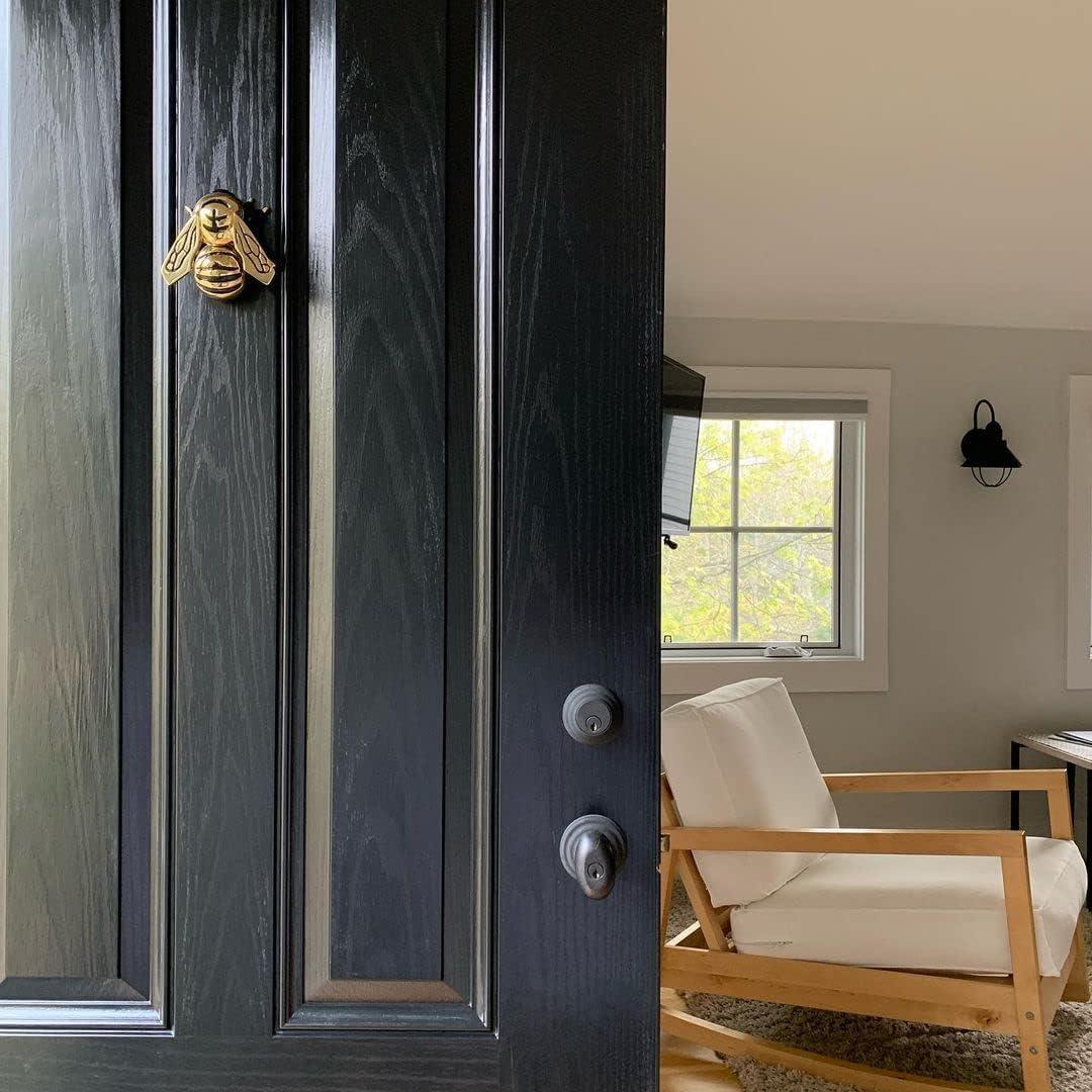 Polished Brass Bumblebee Door Knocker with Black Accents