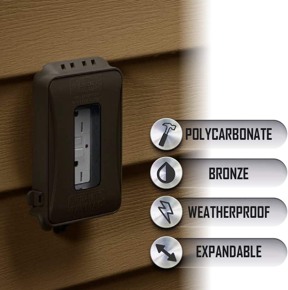 TayMac Single Gang Rectangular Polycarbonate Bronze Expandable Outdoor Box Cover