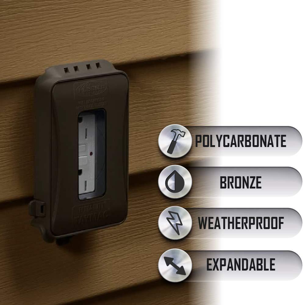 TayMac Single Gang Rectangular Polycarbonate Bronze Expandable Outdoor Box Cover