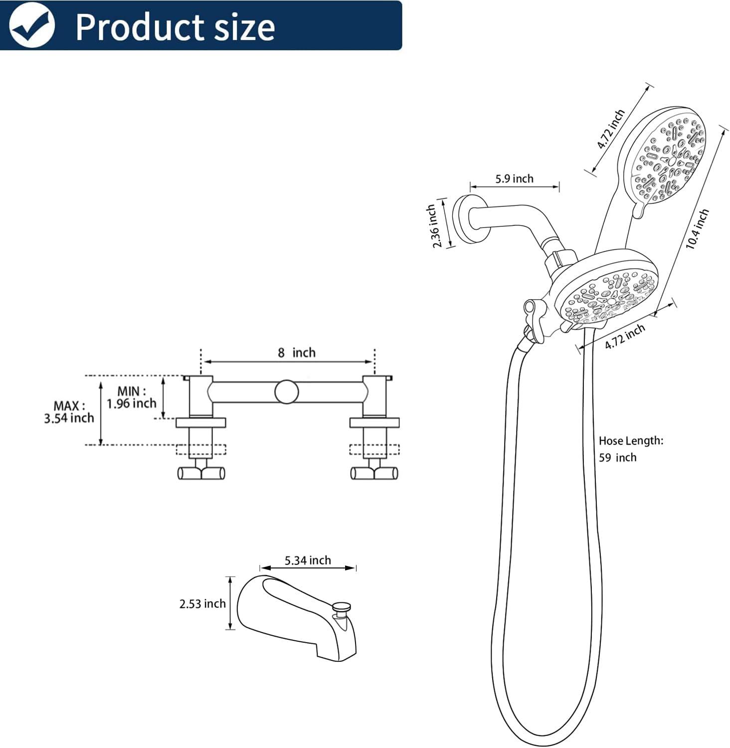 Brushed Gold Double Handle 7-Spray Wall Mounted Shower System