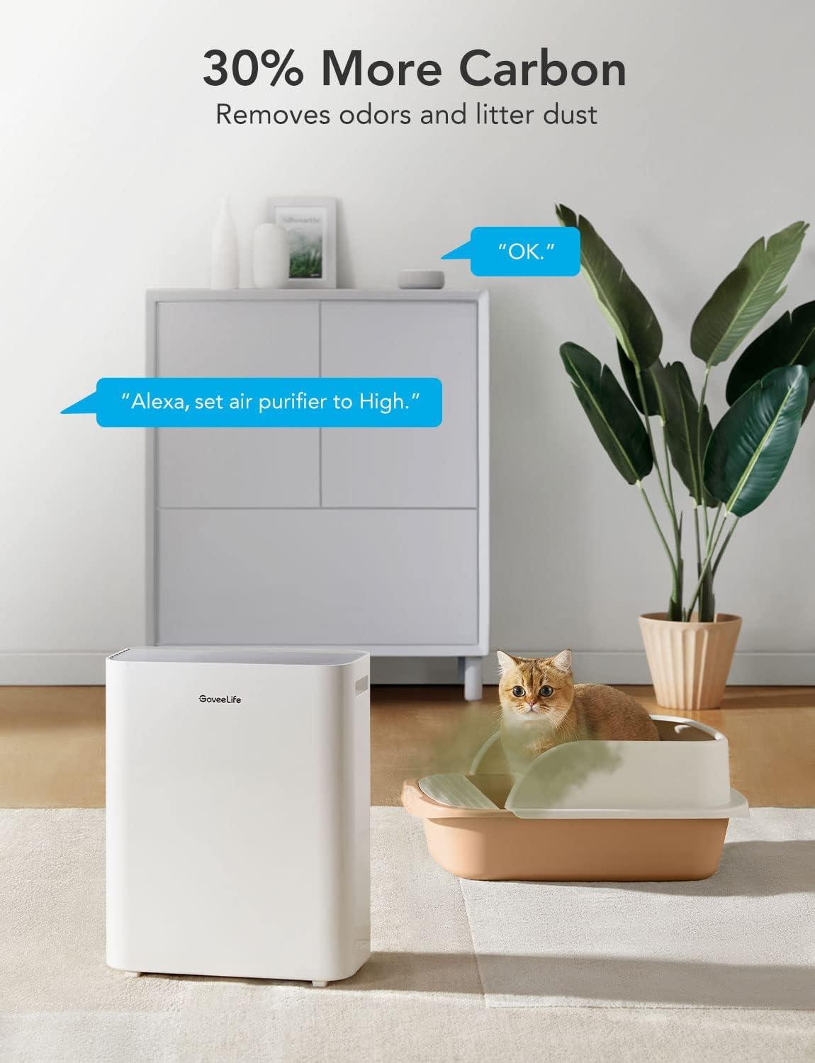 White Smart HEPA Air Purifier with Alexa and Google Assistant