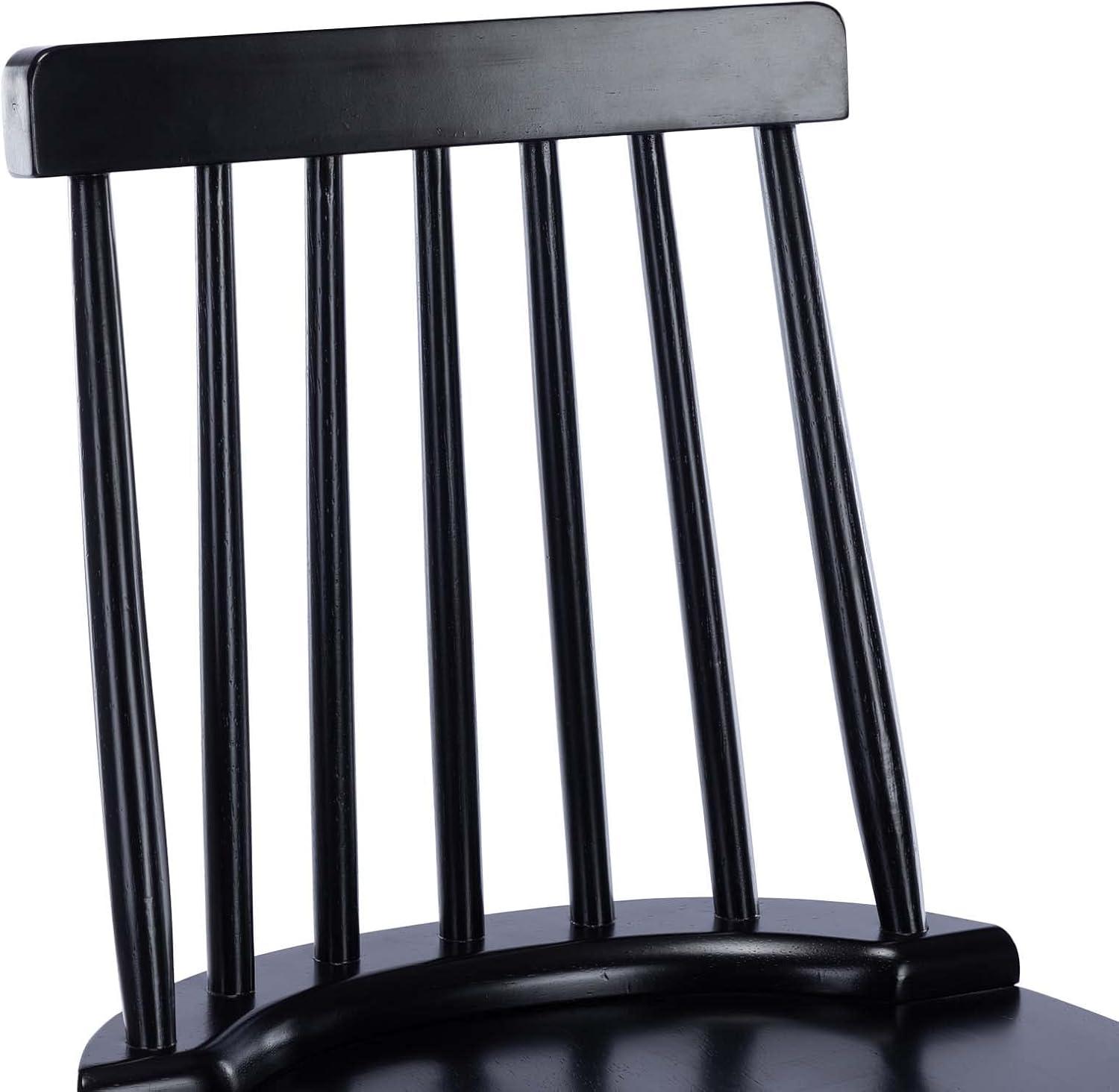 Black Rubber Wood Spindle Back Counter Stools, Set of 2