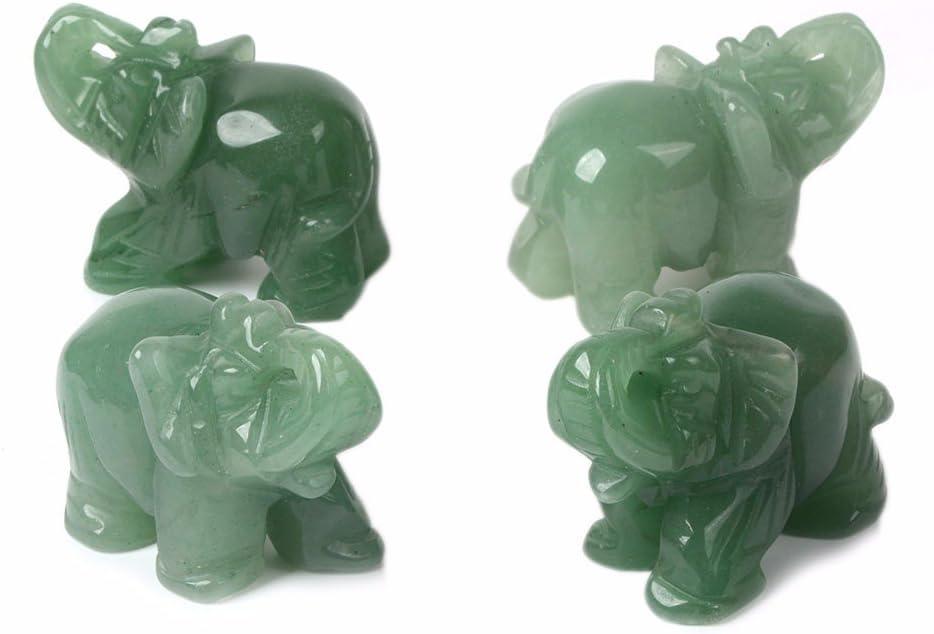 Carved Natural Green Aventurine Gemstone Elephant Healing Crystal Guardian Statue Figurine Crafts 2 inch
