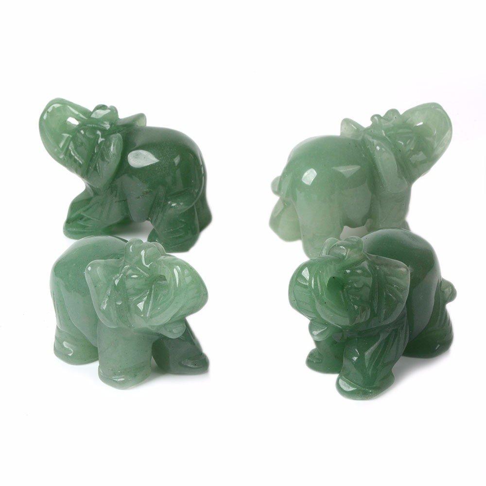 Carved Natural Green Aventurine Gemstone Elephant Healing Crystal Guardian Statue Figurine Crafts 2 inch