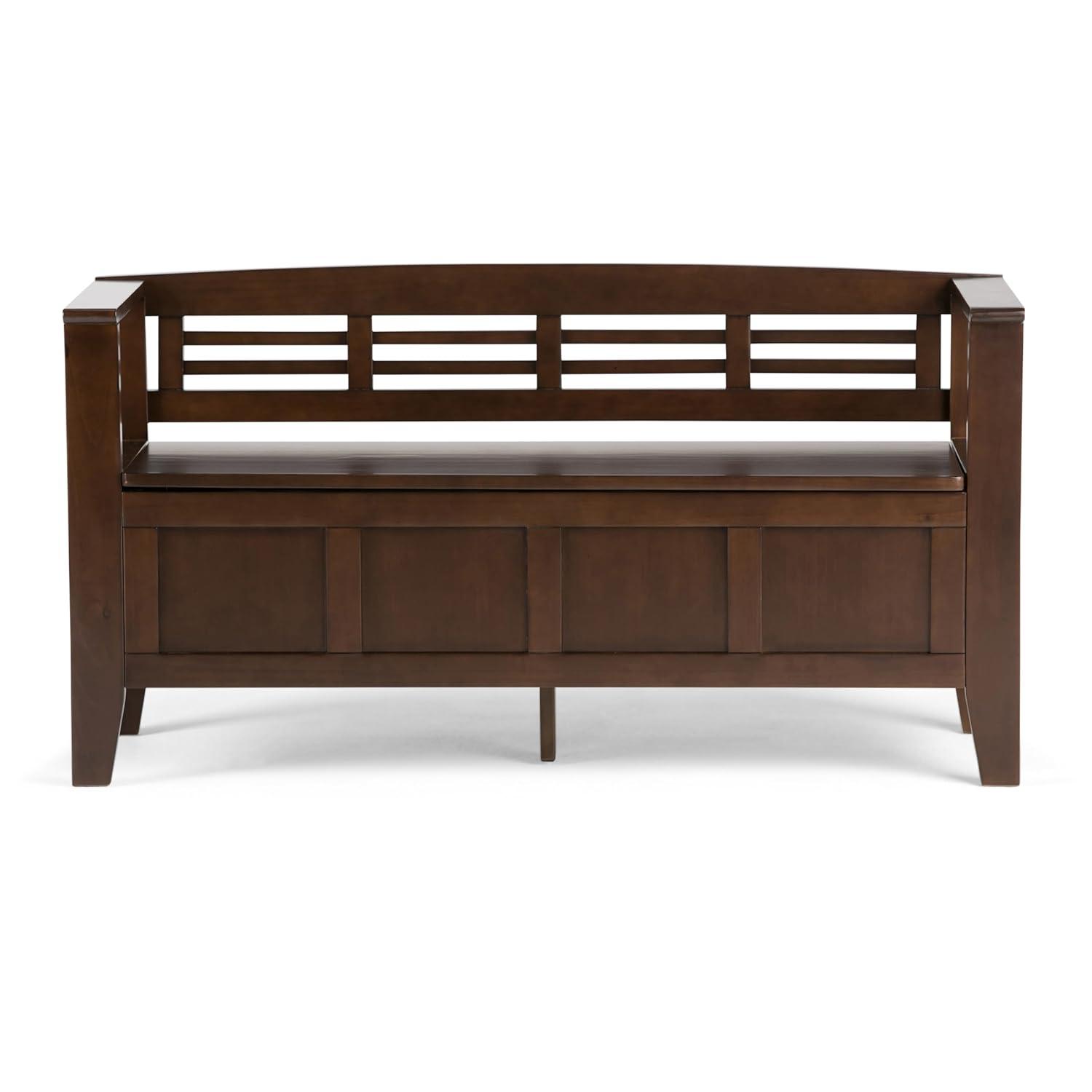 Simpli Home Adams 48"W Solid Wood Contemporary Entryway Storage Bench with Lift-Top Lid and Dual Compartments