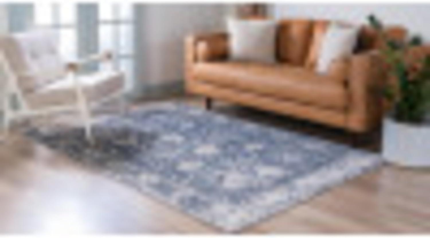 Portland Collection 8' x 10' Geometric Blue Indoor Area Rug