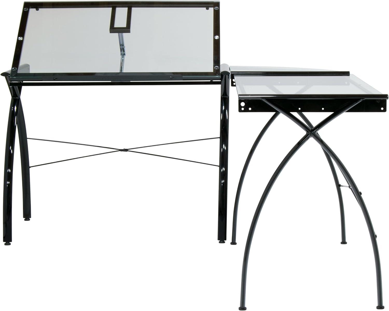 Inbox Zero Courson L-Shaped Glass Top Drafting Table