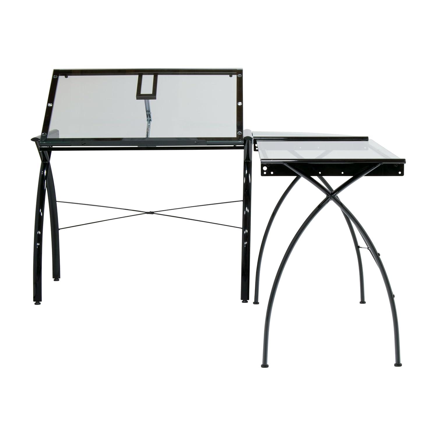 Inbox Zero Courson L-Shaped Glass Top Drafting Table