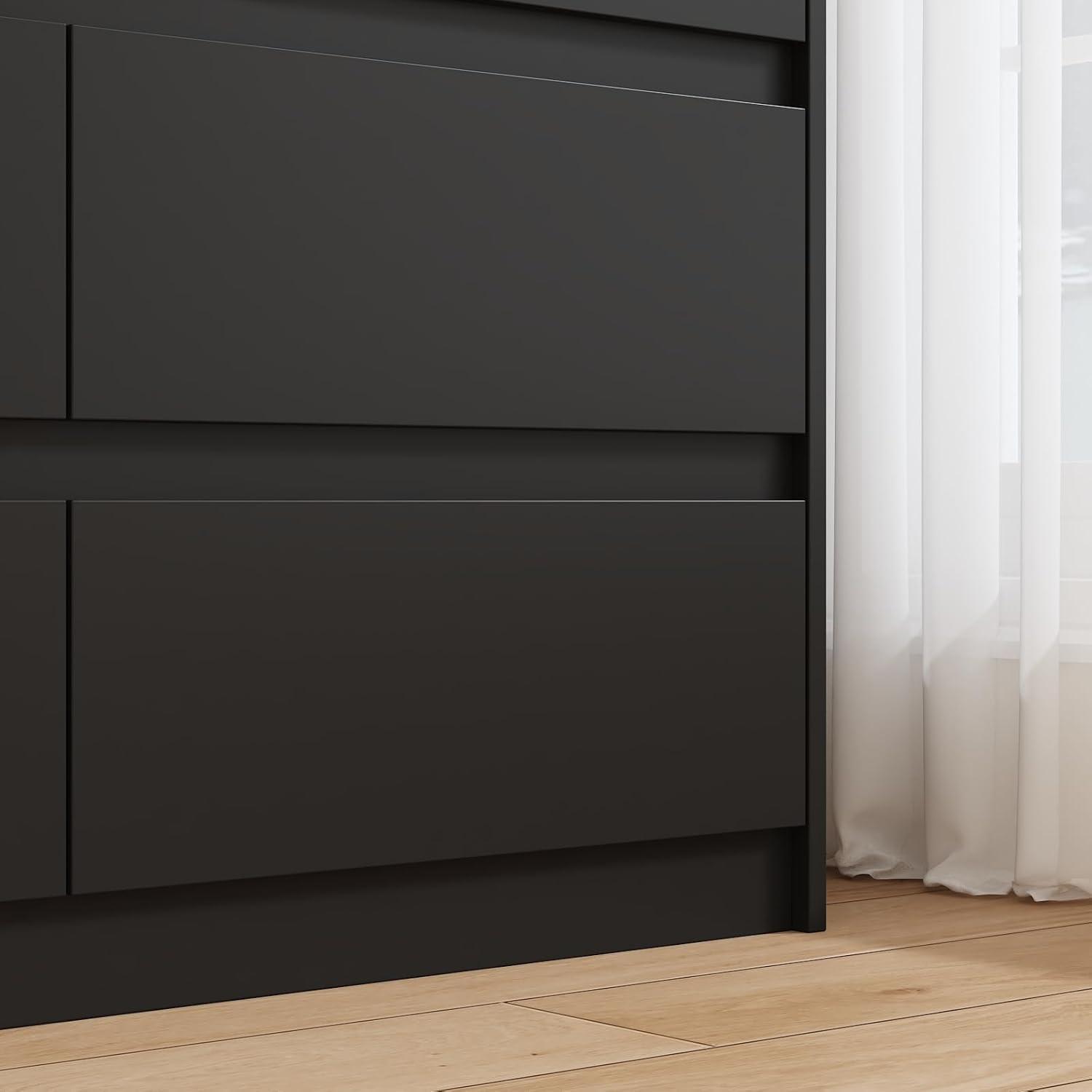 FAMAPY Chest of Drawers Dresser No Handles, 6 Drawer Dresser with Wide Storage, Modern Contemporary 6-Drawer Chest, for Bedroom Black (59”W x 15.7”D x 32.3”H)