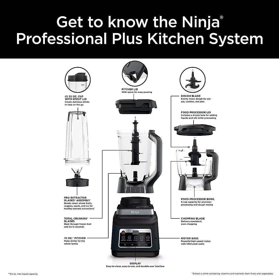 Ninja BN805A Kitchen Blender System and 8-Cup Food Processor