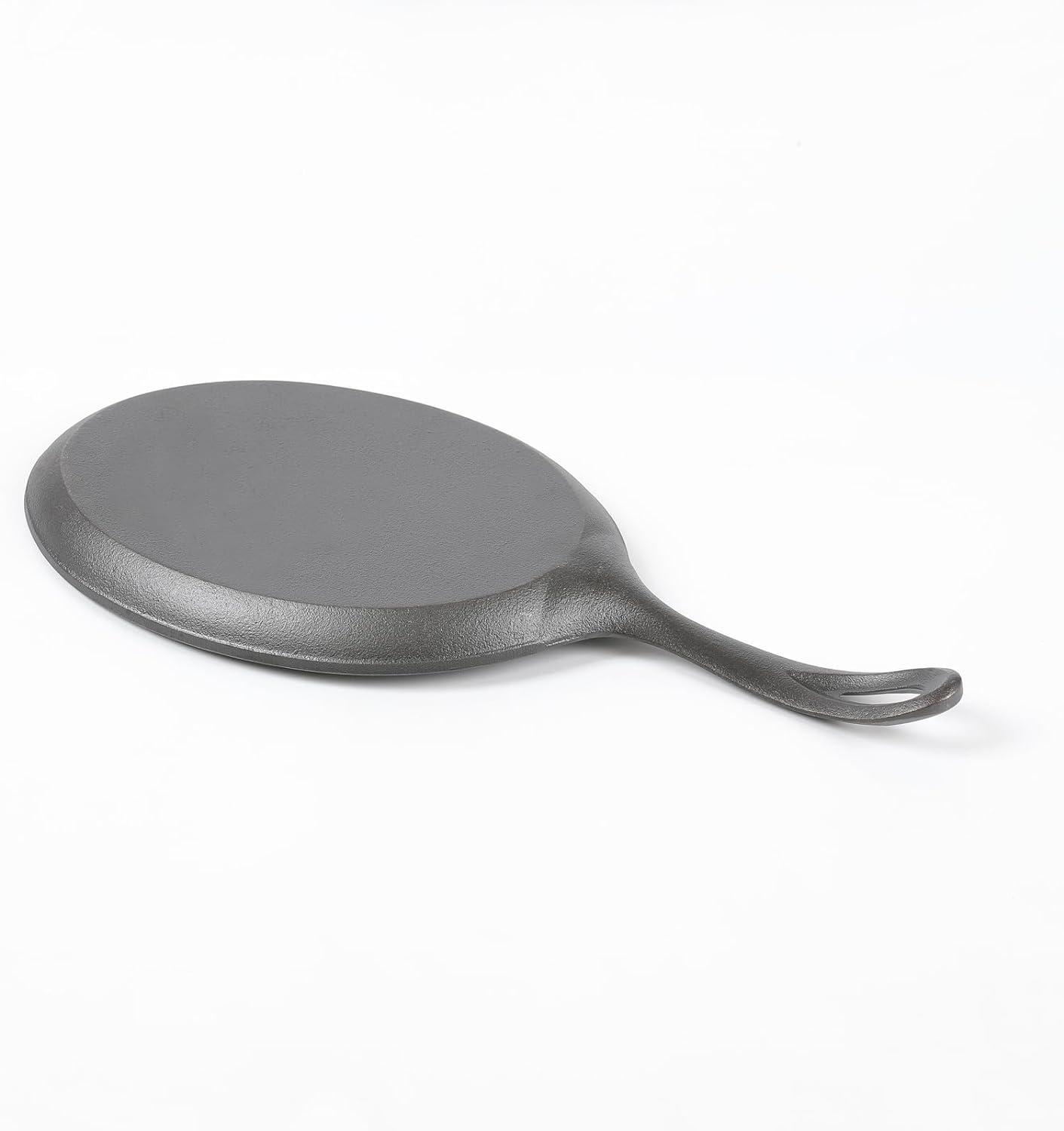 Pre-Seasoned Cast Iron Fajita Pan Set with Bamboo Base