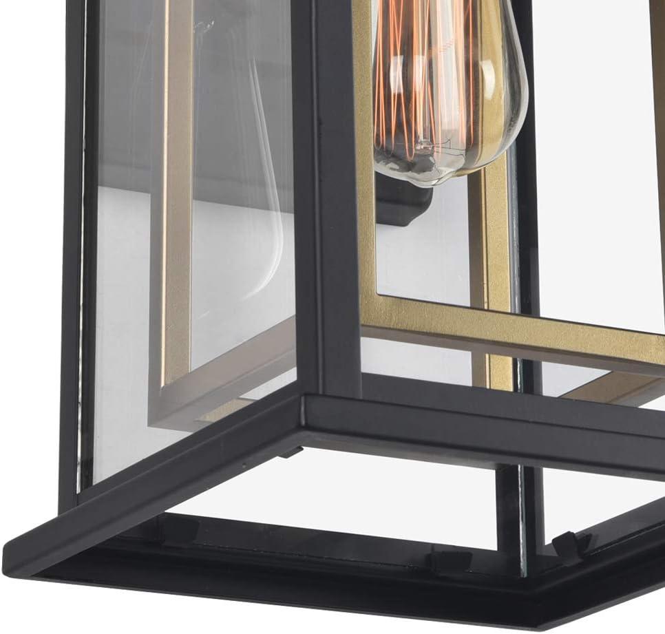 Hayward Classic Black and Clear Glass Lantern Wall Sconce