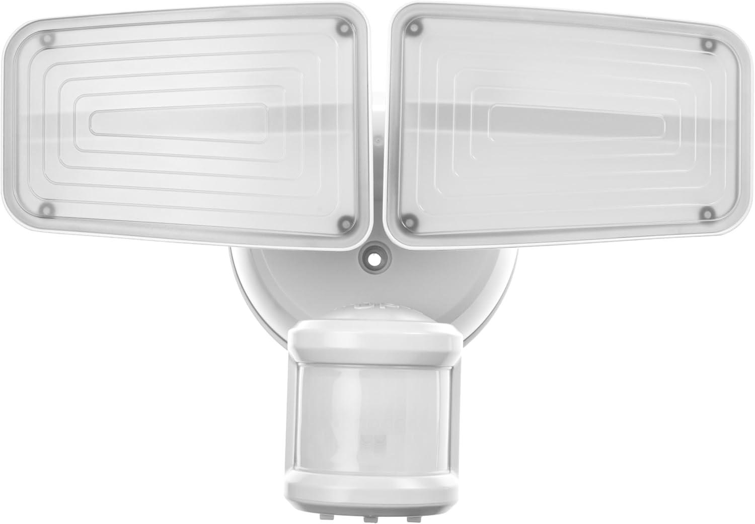 White Matte Aluminum Twin-Head LED Security Floodlight