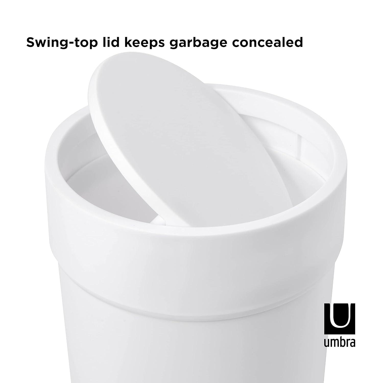 Sleek 1.6 Gallon White Plastic Swing-Top Waste Bin