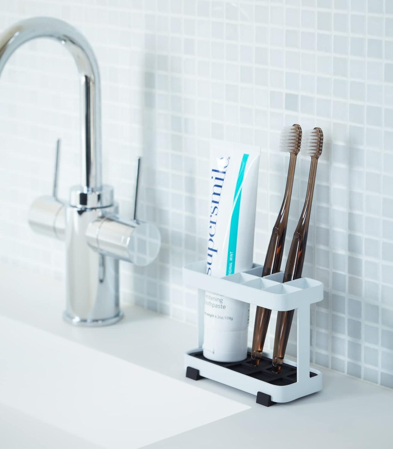 Yamazaki Home Tower Yamazaki Home Toothbrush And Toothpaste Holder For Bathroom Countertop, Steel, Water Resistant