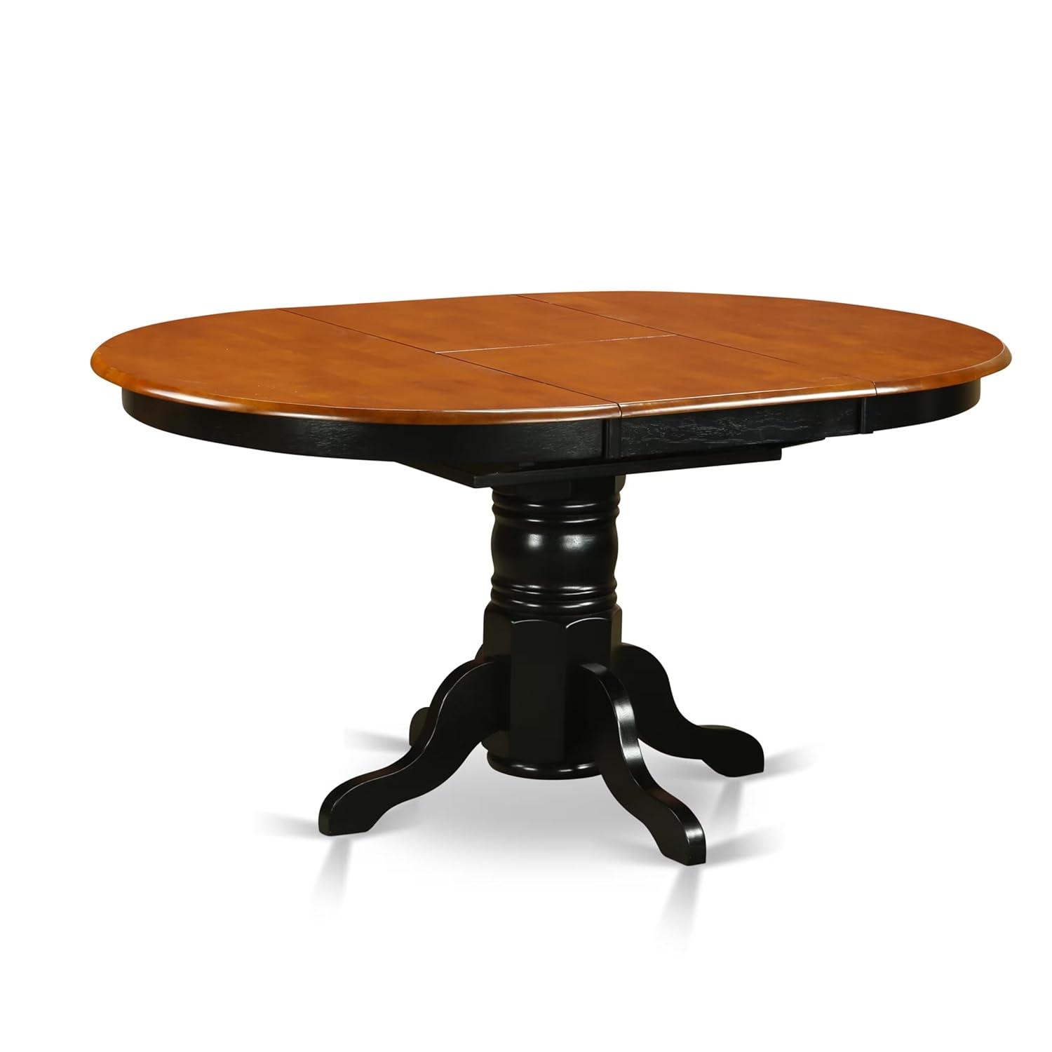 East West Furniture Avon 7-piece Wood Dining Set w/ Leather Seat in Black/Cherry