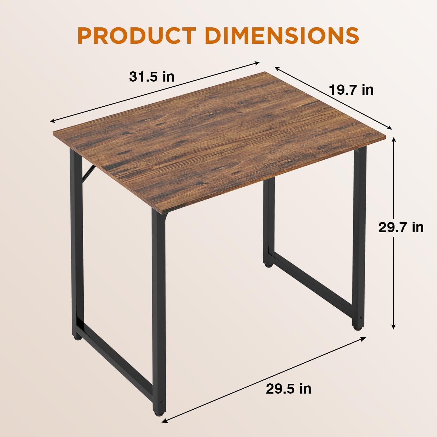 Brown Wood and Metal Frame Computer Desk with Drawer