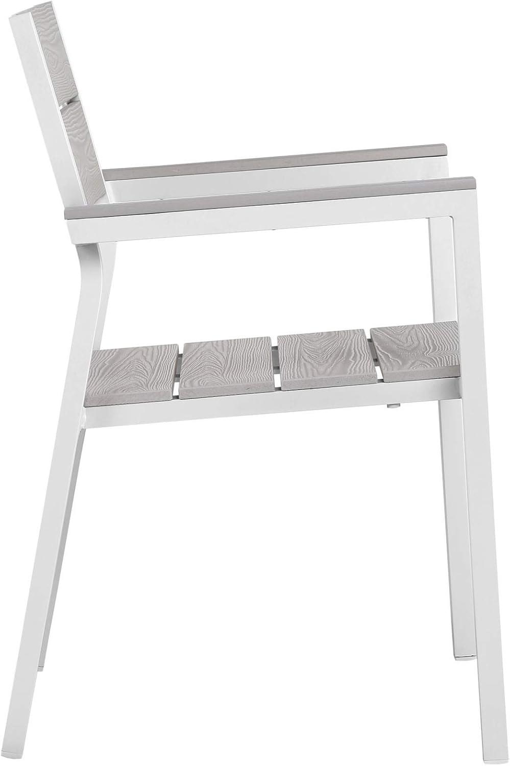 BSD National Supplies Maine Aluminum Outdoor Patio Two Arm Chairs in White Light Gray by Modway (Set of 2)