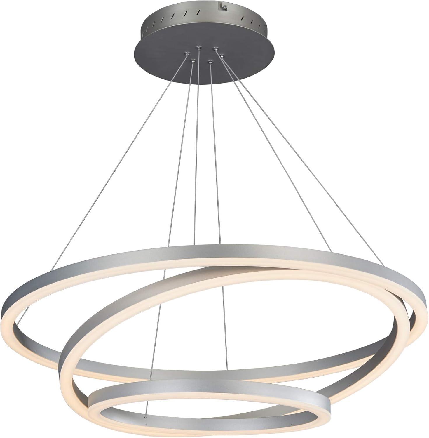 Tania Trio 32-in Integrated LED Ring Pendant Height Adjustable ETL Certified Circular Chandelier