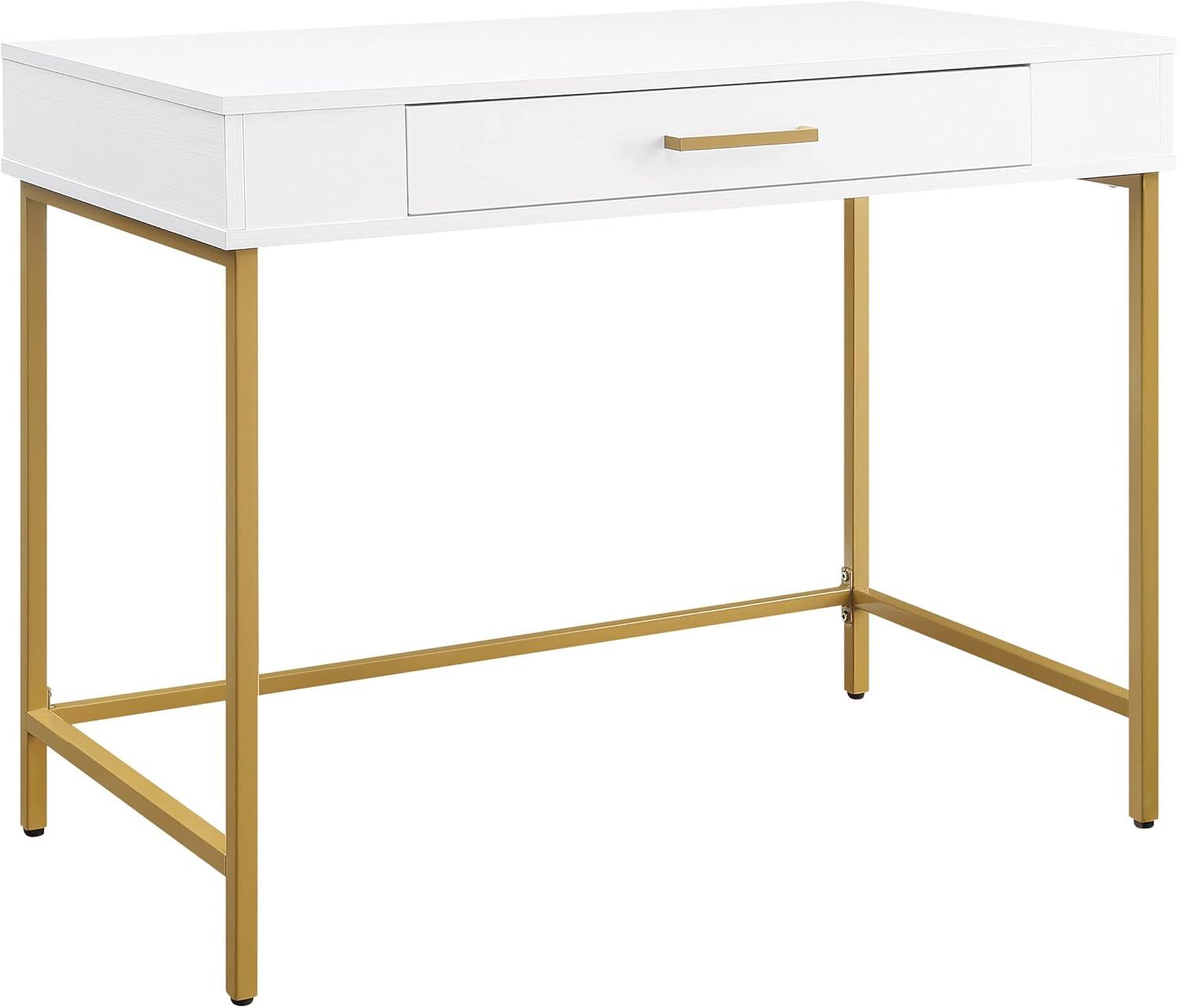 OSP Home Furnishings Modern Life Engineered Wood Desk w/ Metal Legs in White