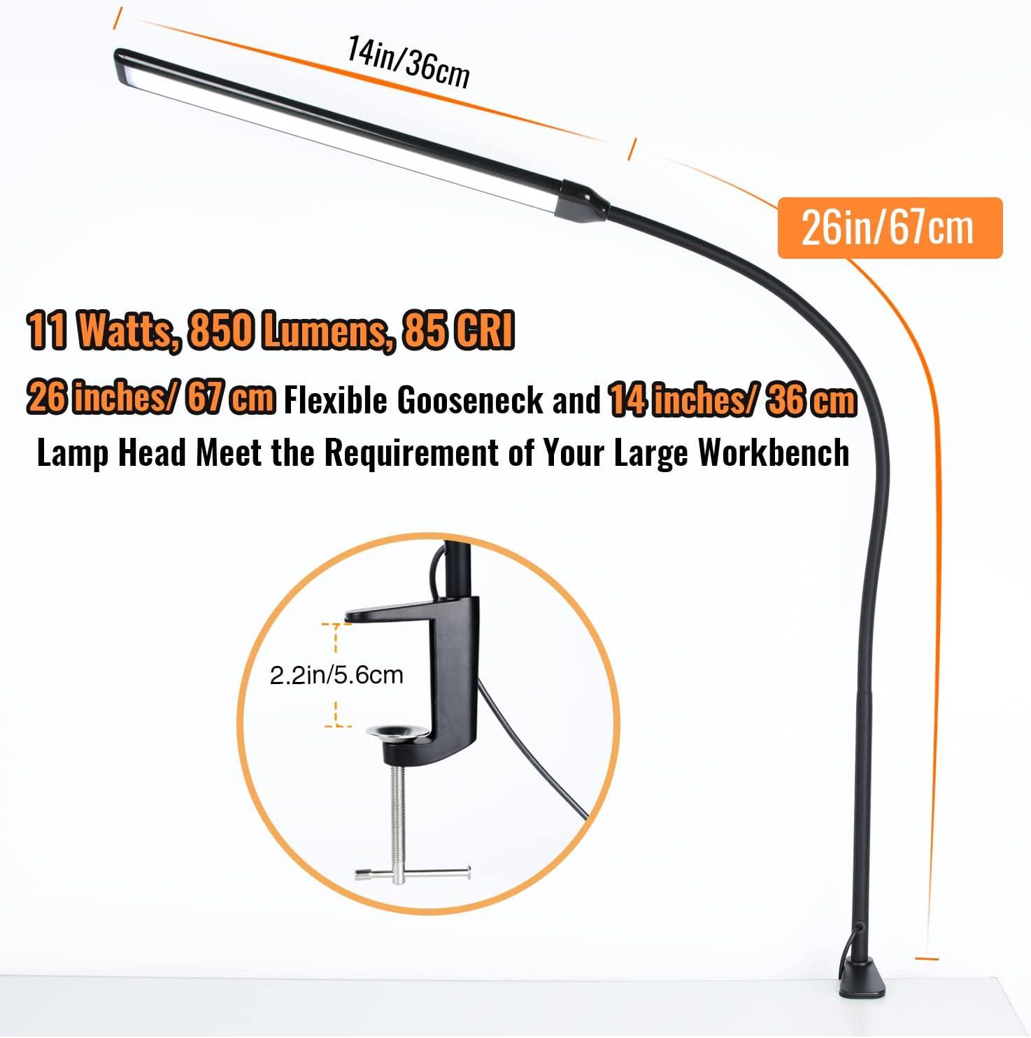 Black Adjustable LED Clip-on Desk Lamp with USB Cord