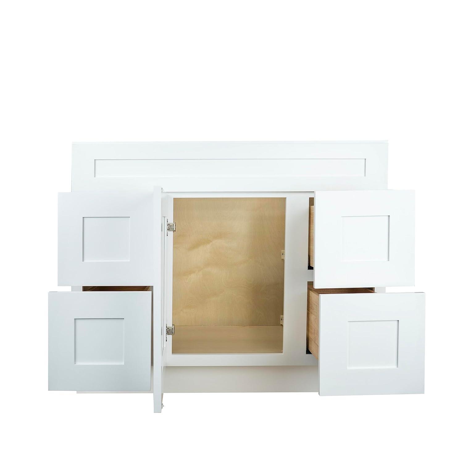 White Shaker Freestanding Bathroom Vanity with Drawers