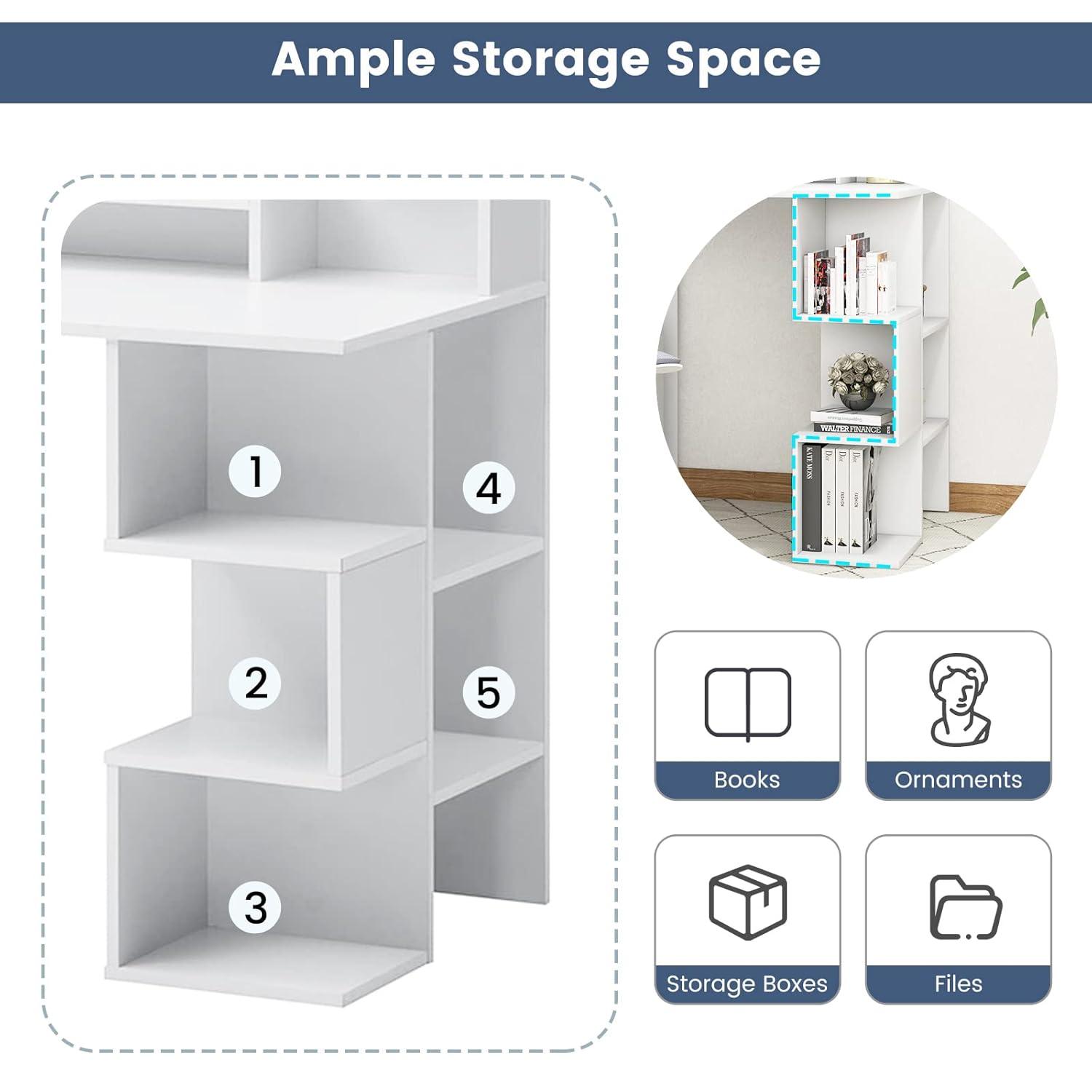 Gymax 48'' Modern Computer Desk Home Office Workstation w/ Hutch & Storage Shelves White