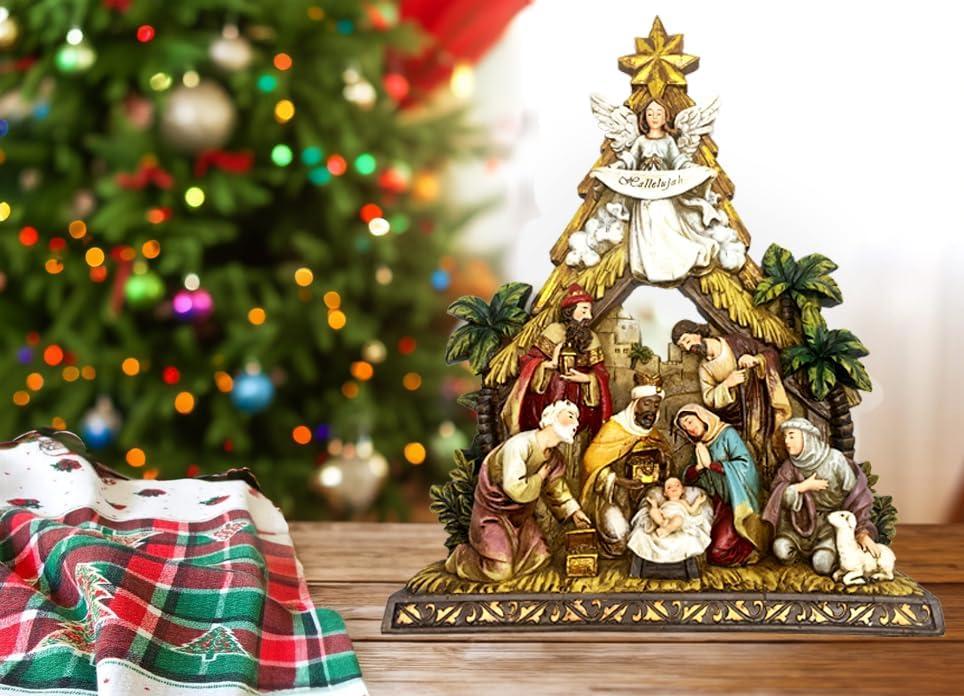 10.5" Resin Tabletop Nativity Scene with Holy Family and Wise Men