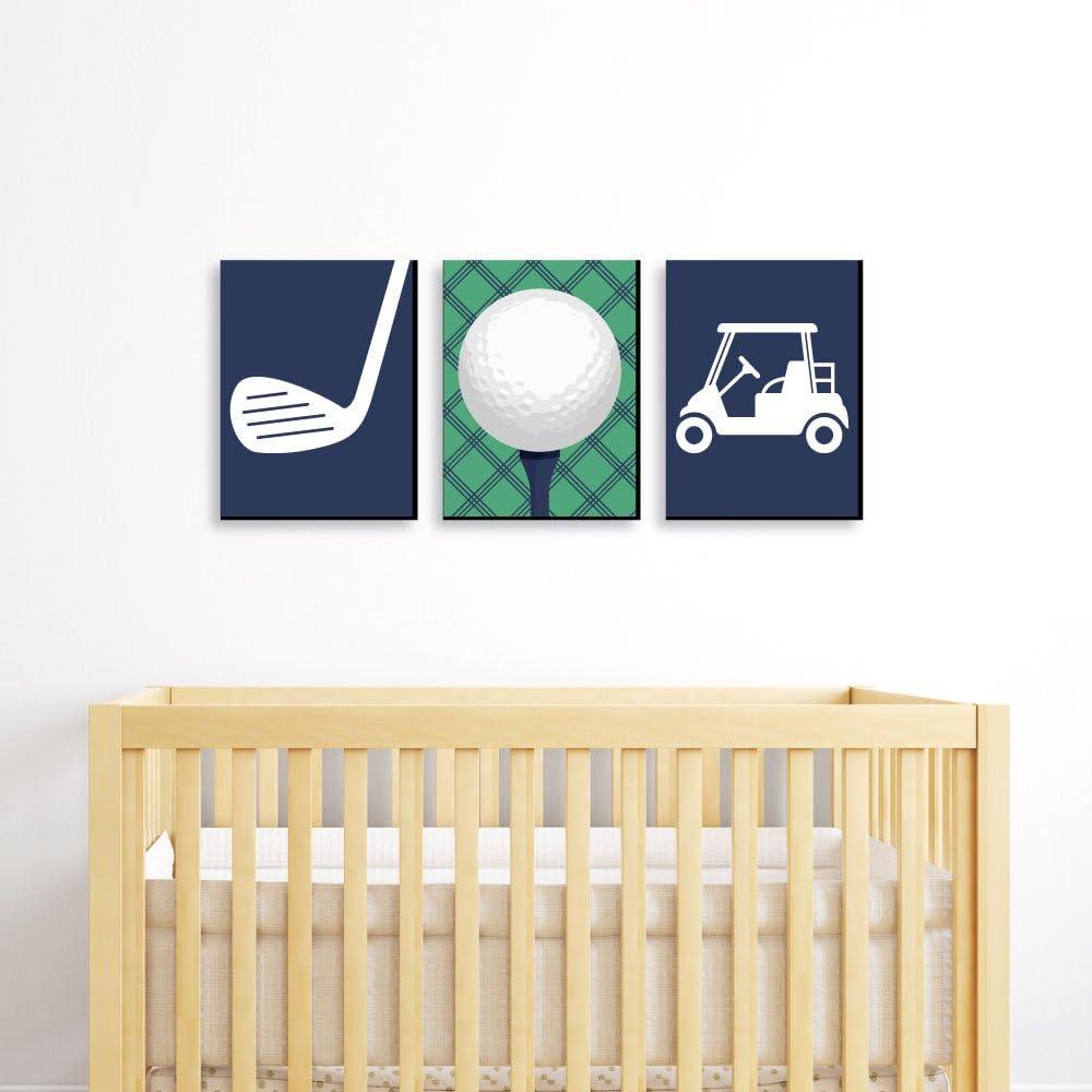 Big Dot of Happiness Par-Tee Time - Golf - Sports Nursery Wall Art, Kids Room Decor & Game Room Home Decor - 7.5 x 10 inches - Set of 3 Prints