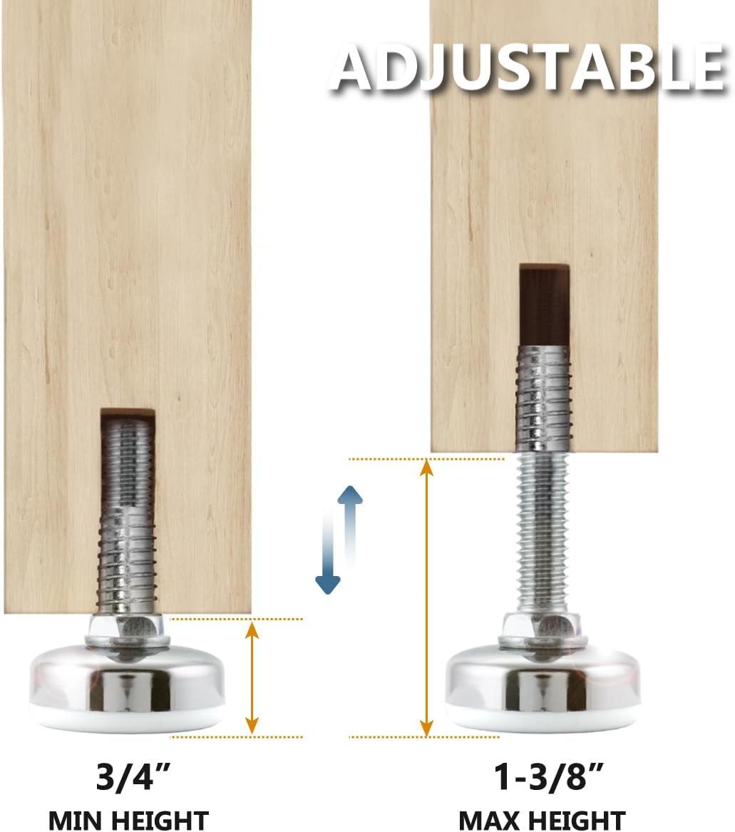 Chrome Heavy Duty Adjustable Furniture Leveling Feet Set of 12