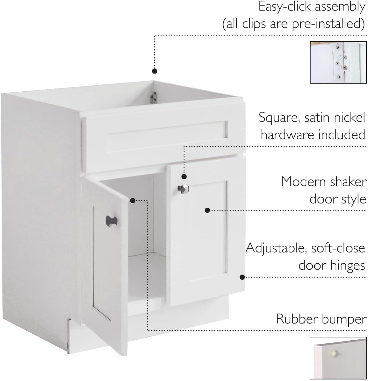 Design House Brookings 30 Inch Bathroom Vanity, Ready to Assemble, Solid Wood, Sherwin Williams – Design House, 587089