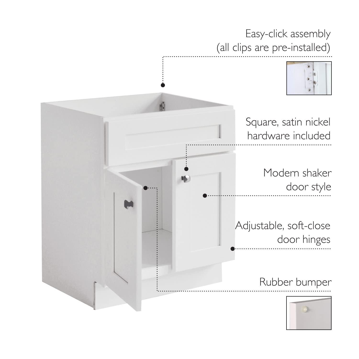Design House Brookings 30 Inch Bathroom Vanity, Ready to Assemble, Solid Wood, Sherwin Williams – Design House, 587089