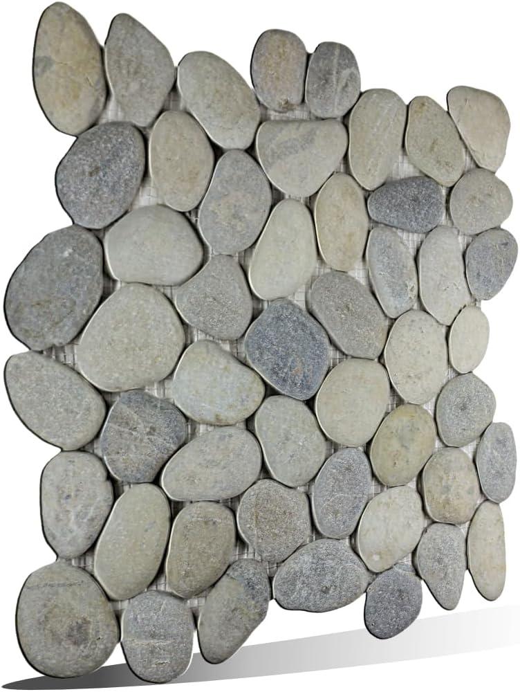 Gray Natural Stone Pebble Mosaic Tile for Indoor and Outdoor