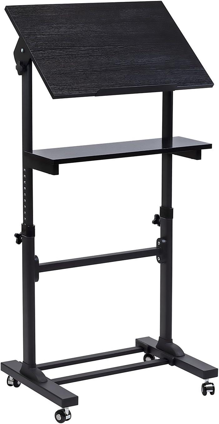 Mount-It! Height Adjustable Mobile Stand Up Desk, Portable Podium and Presentation Lectern