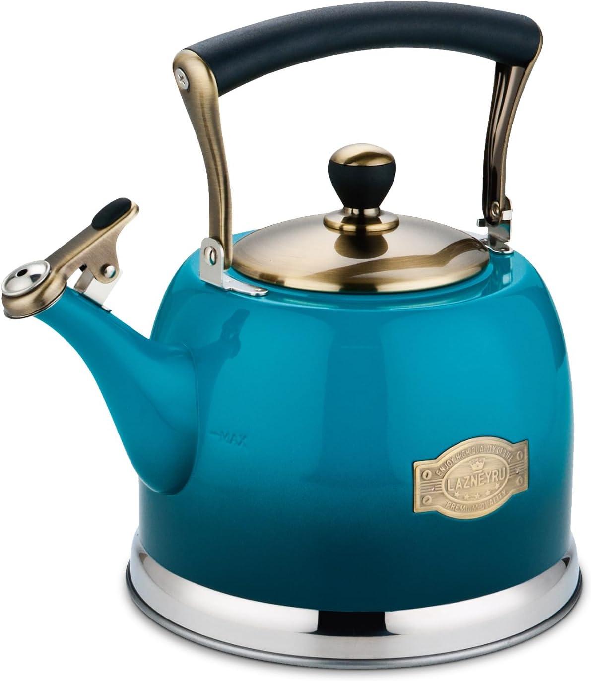 3-Quart Teal Stainless Steel Whistling Tea Kettle