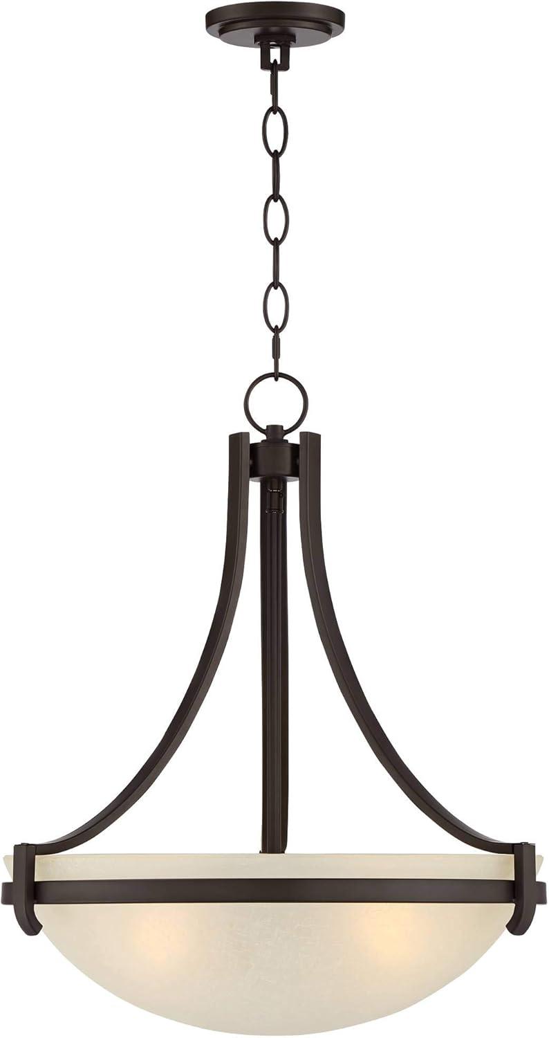 Regency Hill Mallot Oil Rubbed Bronze Pendant Chandelier 20" Wide Industrial Champagne Glass Bowl Shade 4-Light Fixture for Dining Room Kitchen Island