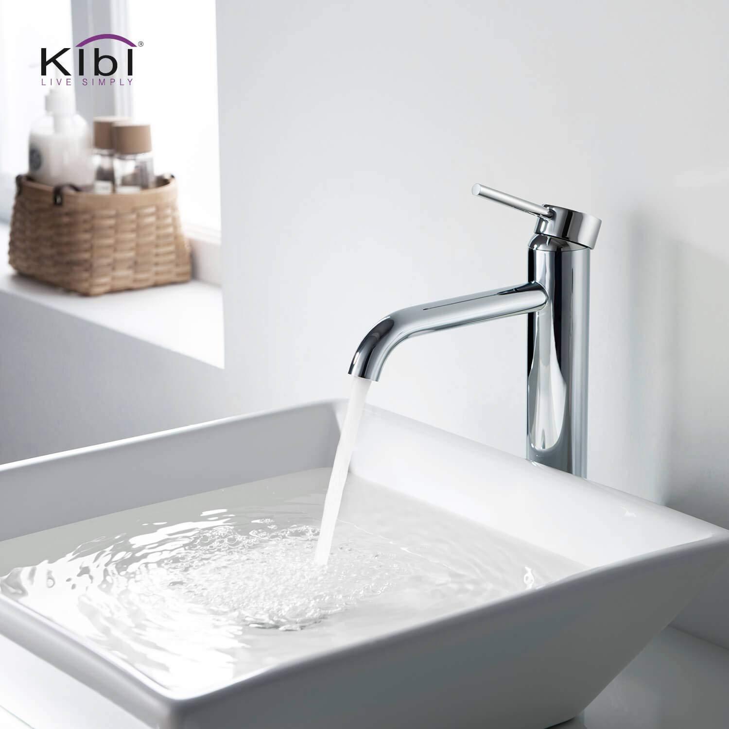 KIBI C-KBF1009CH-KPW101CH Circular Vessel Sink Faucet Single-handle Bathroom Faucet