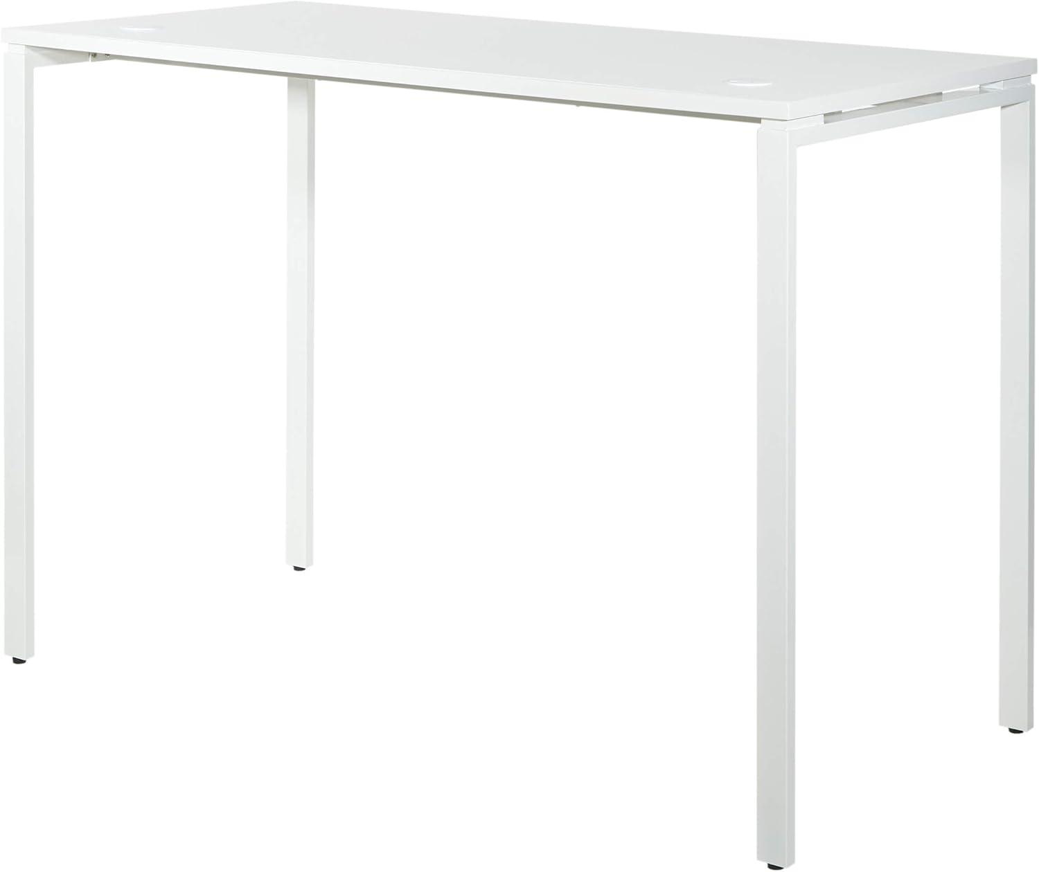 60" Writing Desk with White Laminate Top and White Finish Metal Legs