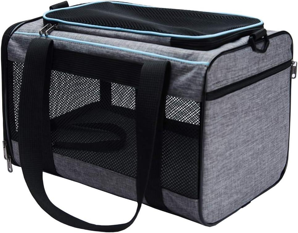 Gray Soft-Sided Airline Approved Pet Carrier with Mesh Windows